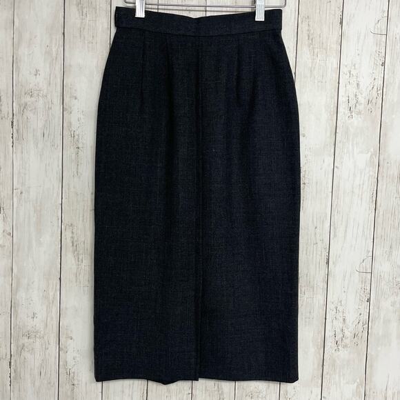 Vintage 90s Ports International Gray Lined Pure Wool Straight Pencil Skirt 4 - Picture 2 of 13